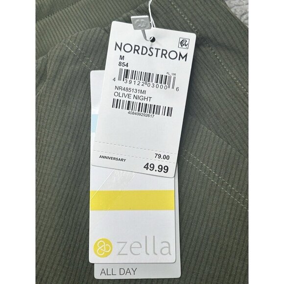 Zella Joggers Womens Medium All Day Olive Cargo Cropped Ribbed Pull On Pockets - Picture 3 of 14